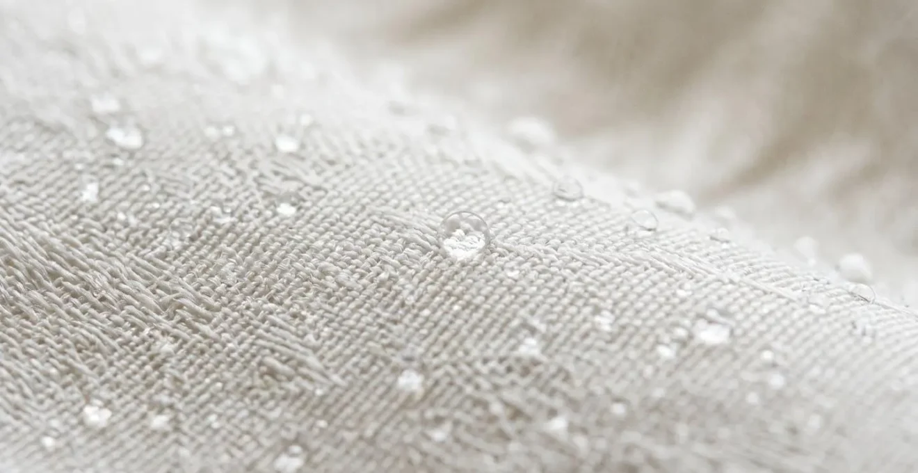 Extreme close-up of advanced synthetic fabric texture showing moisture-wicking properties and structural integrity